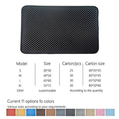 Custom EVA Waterproof Easy Clean Double Layer Honeycomb Design Cat Litter Trapper Eva Cat Litter Mat with Non Slip Backing
