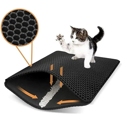 Custom EVA Waterproof Easy Clean Double Layer Honeycomb Design Cat Litter Trapper Eva Cat Litter Mat with Non Slip Backing