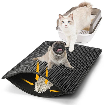 Custom EVA Waterproof Easy Clean Double Layer Honeycomb Design Cat Litter Trapper Eva Cat Litter Mat with Non Slip Backing